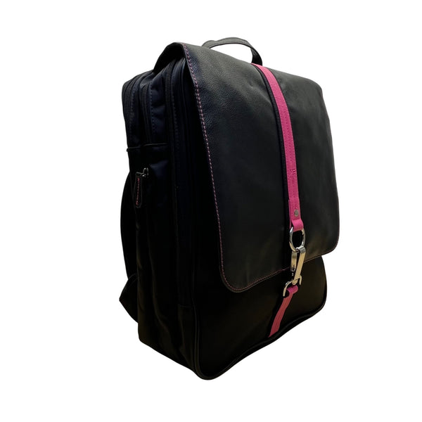 Mobile Edge Women’s Black & Pink Faux Leather Slimline Paris Backpack Size L