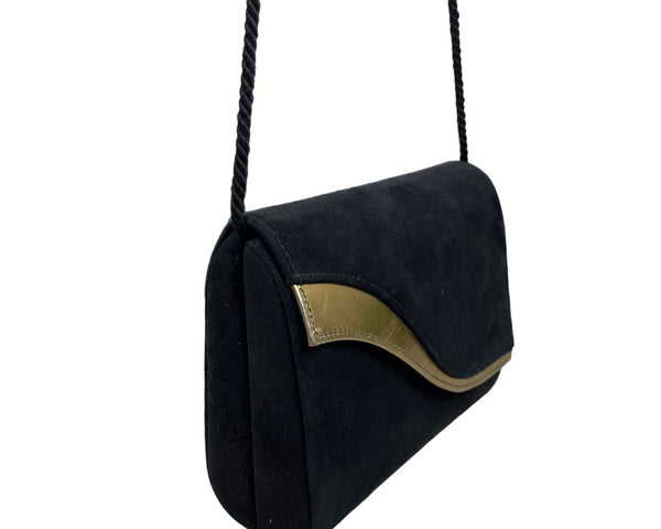 33 East Women's Black and Gold Lace Strap Crossbody Purse Sz S