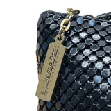 Whiting & Davis Black Metal Mesh Snake Chain Strap Crossbody Bag Sz S
