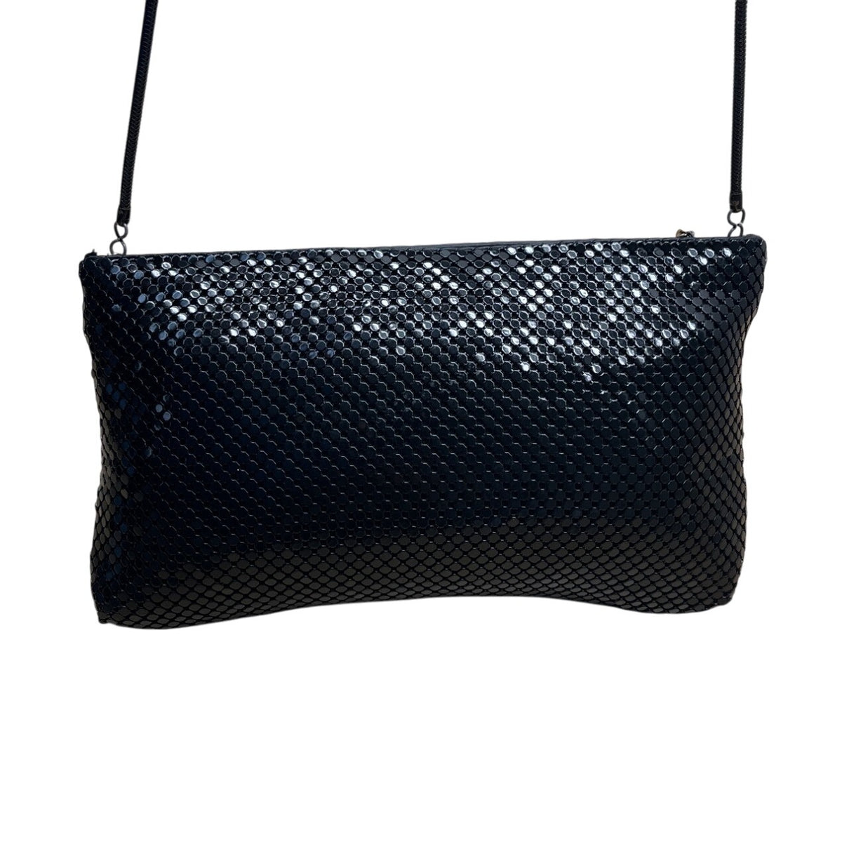 Whiting & Davis Black Metal Mesh Snake Chain Strap Crossbody Bag Sz S