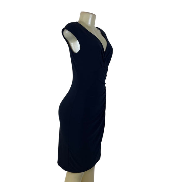 Ralph Lauren Women’s Black Draped V-Neck Sheath Dress Size 4