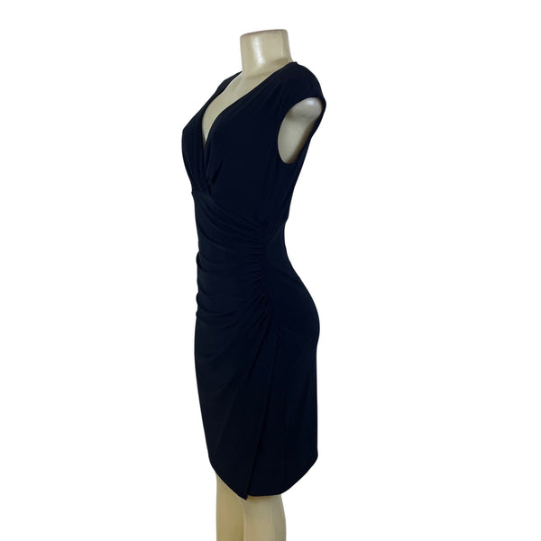 Ralph Lauren Women’s Black Draped V-Neck Sheath Dress Size 4