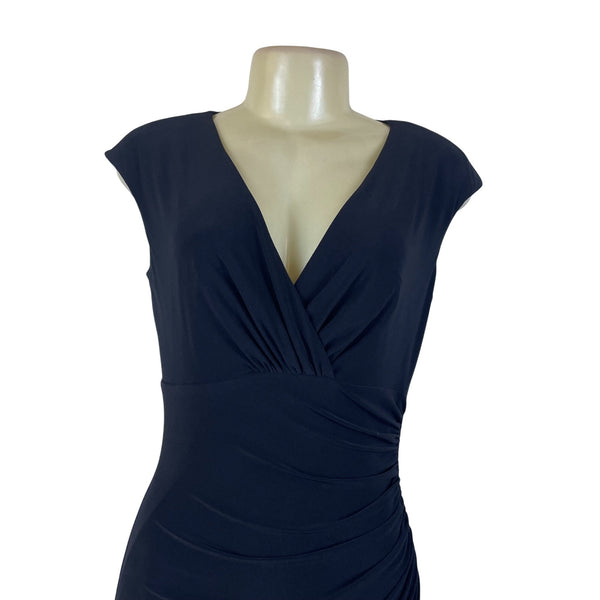 Ralph Lauren Women’s Black Draped V-Neck Sheath Dress Size 4