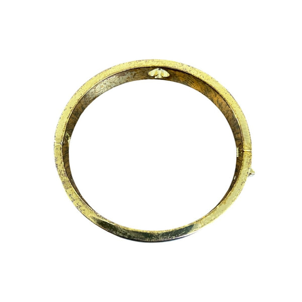 Kate Spade Womens Aqua Enamel Gold Tone Hinged Bangle Bracelet Heart Detail