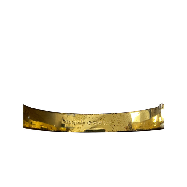 Kate Spade Womens Aqua Enamel Gold Tone Hinged Bangle Bracelet Heart Detail