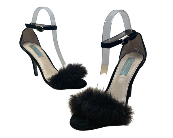 Betsy Johnson Women’s Black Ankle Strap Open Toe Nolte Stiletto Heels Size 8