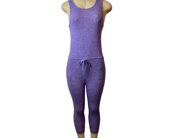 Gorlya Womens Heather Purple Size 8 Sleeveless Jumpsuit With Bow Detail - New