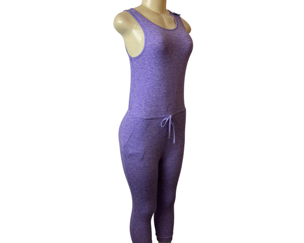 Gorlya Womens Heather Purple Size 8 Sleeveless Jumpsuit With Bow Detail - New