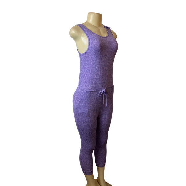 Gorlya Womens Heather Purple Size 8 Sleeveless Jumpsuit With Bow Detail - New