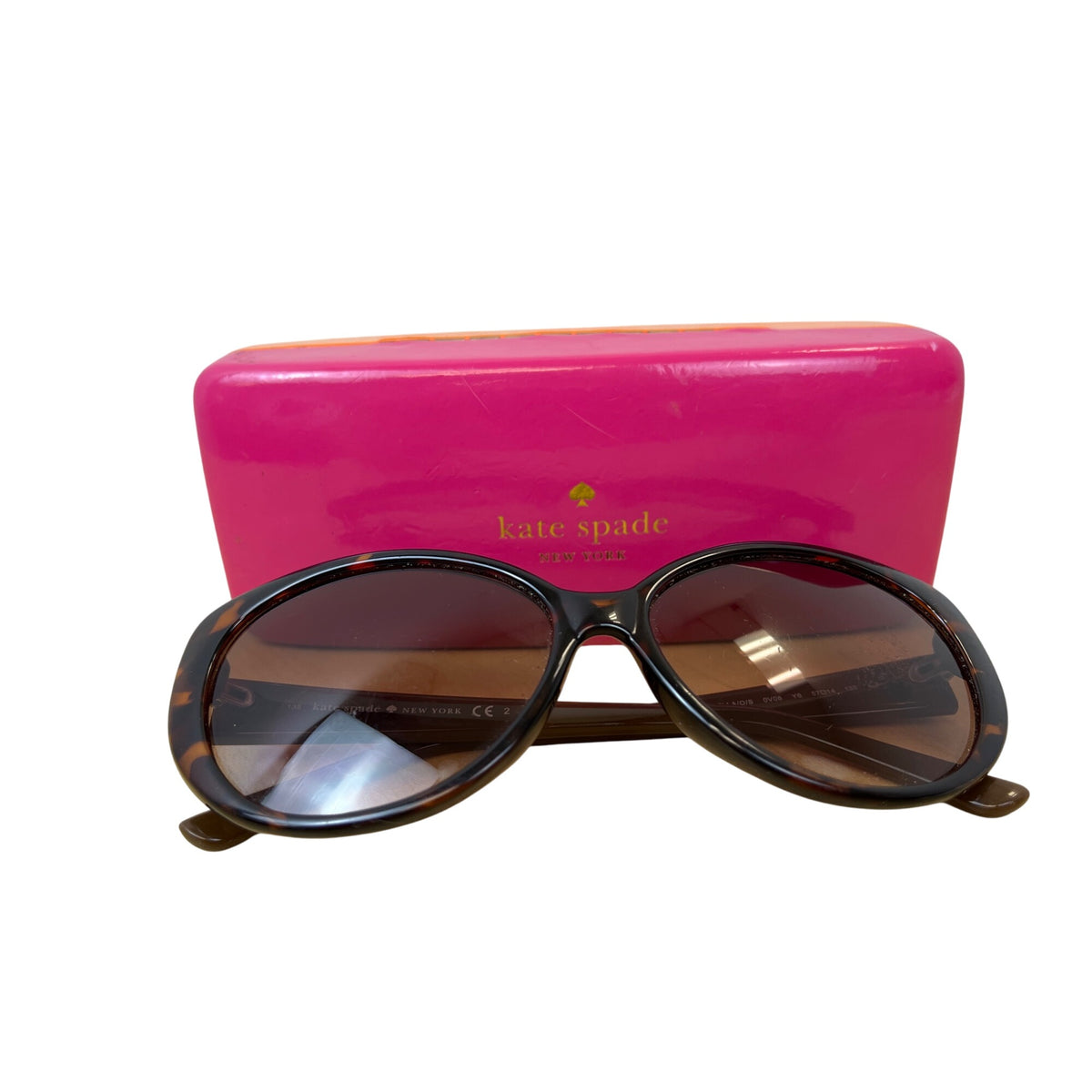 Kate Spade Womens Tortoise Shell Acetate Cat Eye Sunglasses With Brown Lens & Case