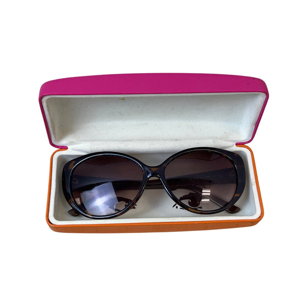 Kate Spade Womens Tortoise Shell Acetate Cat Eye Sunglasses With Brown Lens & Case