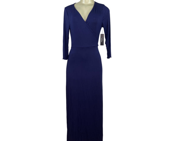 Lulus Womens Navy Wrap Maxi Dress With Tie Waist & V-Neckline Size L - New