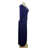 Lulus Womens Navy Wrap Maxi Dress With Tie Waist & V-Neckline Size L - New