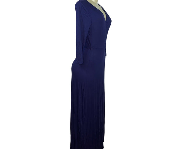 Lulus Womens Navy Wrap Maxi Dress With Tie Waist & V-Neckline Size L - New