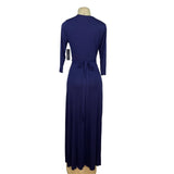 Lulus Womens Navy Wrap Maxi Dress With Tie Waist & V-Neckline Size L - New