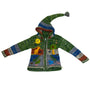 Handmade Green Multicolor Knit Hooded Cardigan With Animal Jungle Appliqués