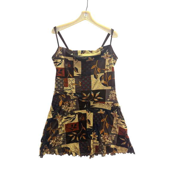 Cider Womens Multi-Color Floral Patchwork Mini Dress 1XL Polyester Spaghetti Straps
