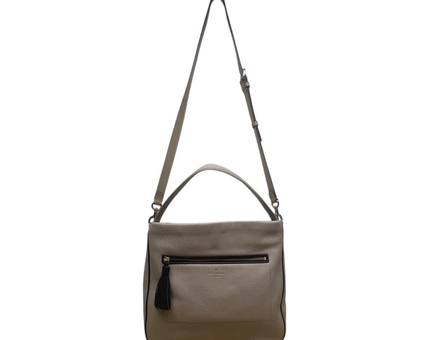 Kate Spade New York Beige Pebbled Leather Tassel Detail Crossbody Bag  Size M