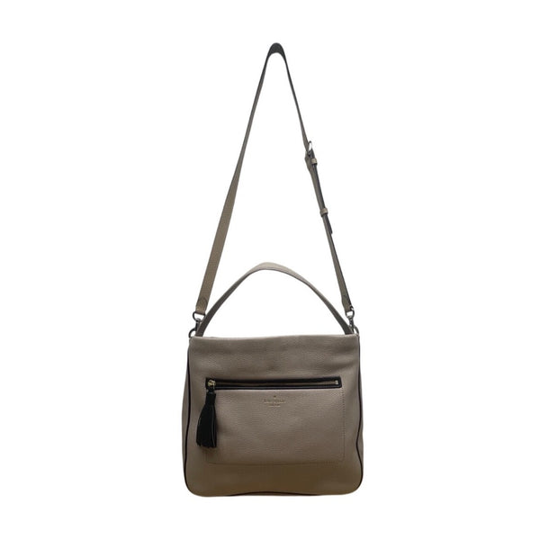 Kate Spade New York Beige Pebbled Leather Tassel Detail Crossbody Bag  Size M