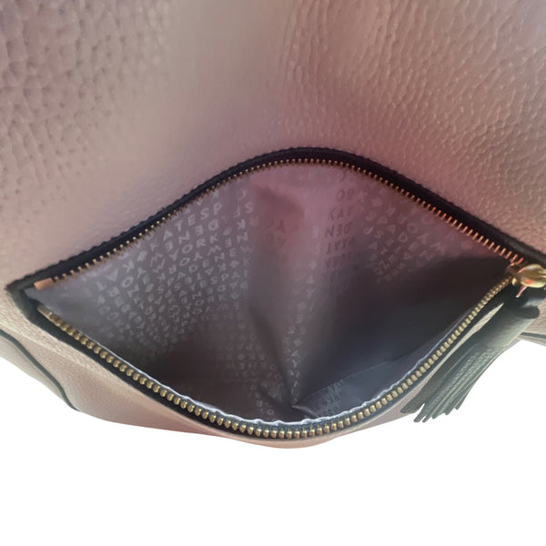 Kate Spade New York Beige Pebbled Leather Tassel Detail Crossbody Bag  Size M