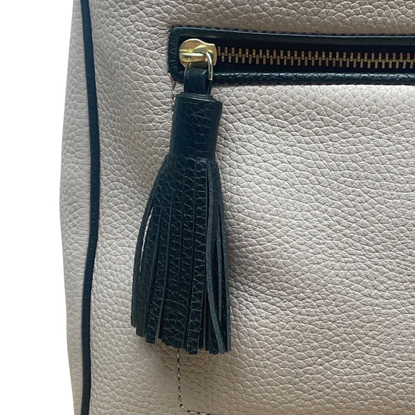 Kate Spade New York Beige Pebbled Leather Tassel Detail Crossbody Bag  Size M
