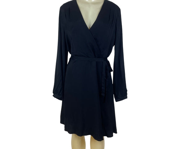 Banana Republic Womens Black Wrap Dress Long Sleeve Belted Size 12