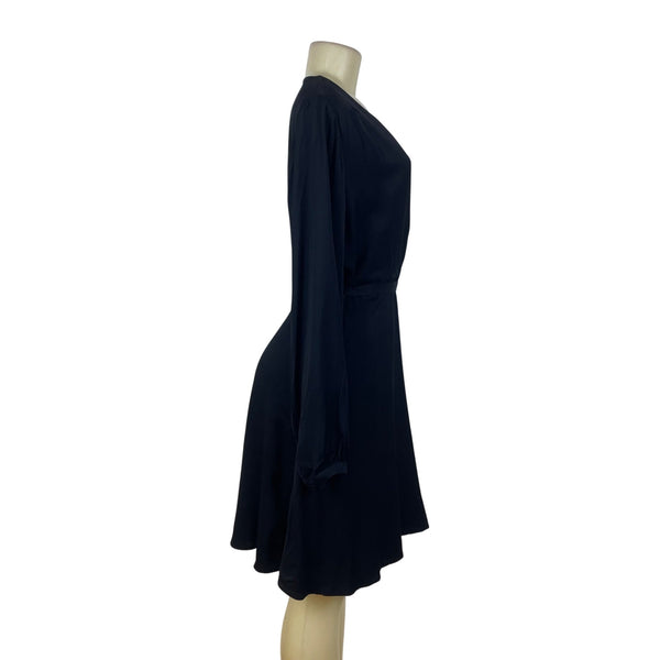 Banana Republic Womens Black Wrap Dress Long Sleeve Belted Size 12