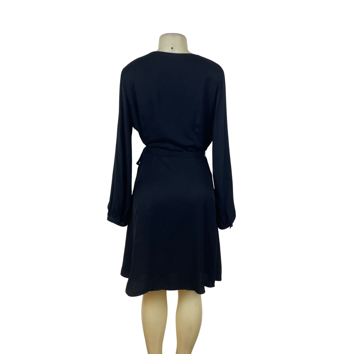 Banana Republic Womens Black Wrap Dress Long Sleeve Belted Size 12