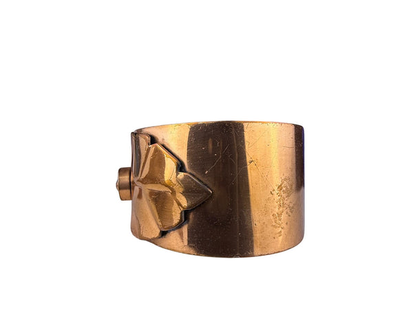 Vintage Rebaje Copper Cuff Bracelet Wide Ornate Floral Modernist Art Deco Design
