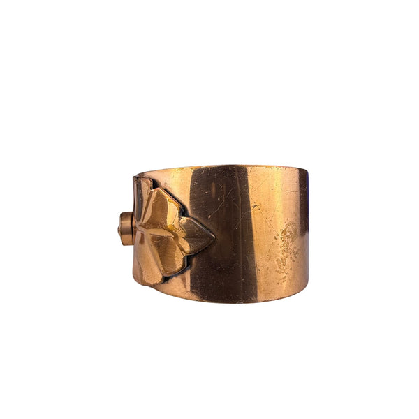 Vintage Rebaje Copper Cuff Bracelet Wide Ornate Floral Modernist Art Deco Design