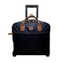 Brics Men’s Navy Nylon Lightweight Rolling Carry-On Bag With Leather Trim