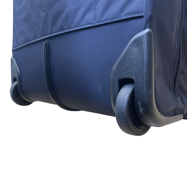 Brics Men’s Navy Nylon Lightweight Rolling Carry-On Bag With Leather Trim