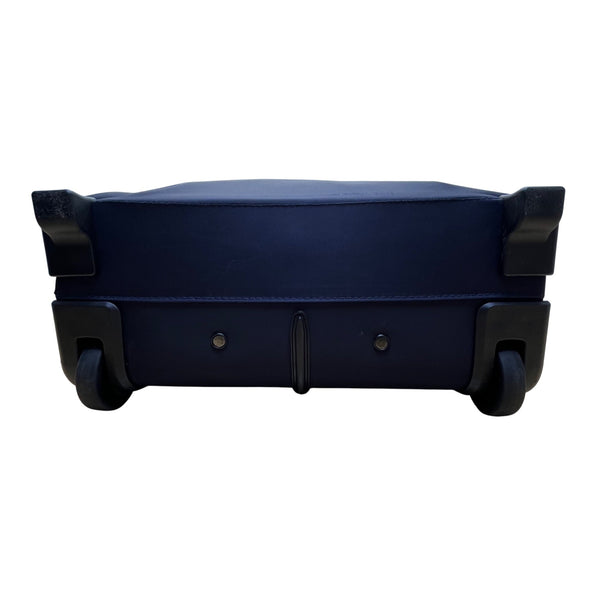 Brics Men’s Navy Nylon Lightweight Rolling Carry-On Bag With Leather Trim