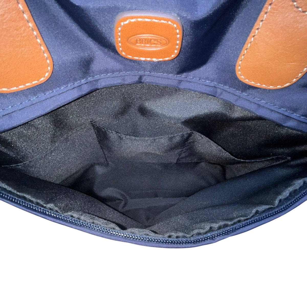 Brics Men’s Navy Nylon Lightweight Rolling Carry-On Bag With Leather Trim