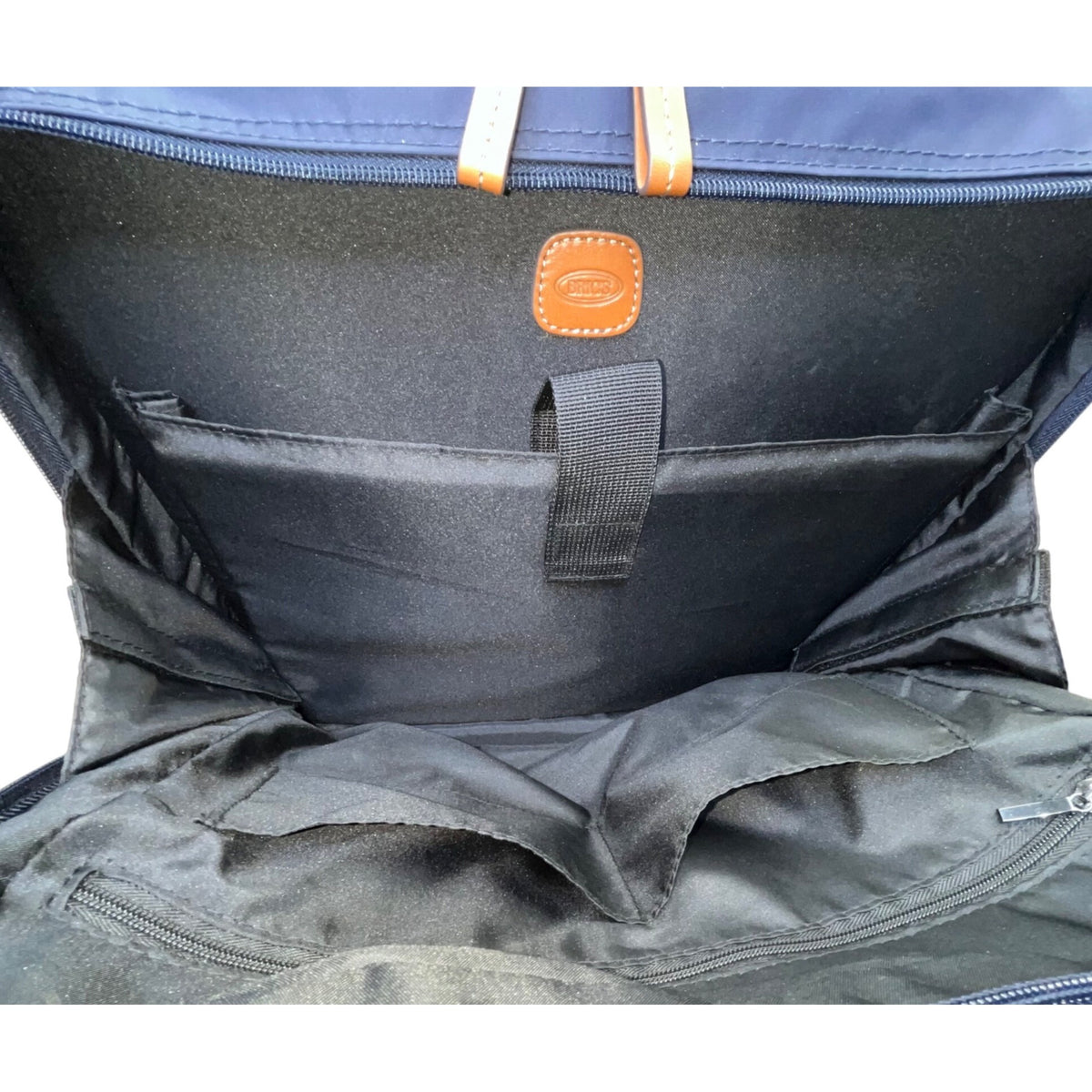 Brics Men’s Navy Nylon Lightweight Rolling Carry-On Bag With Leather Trim