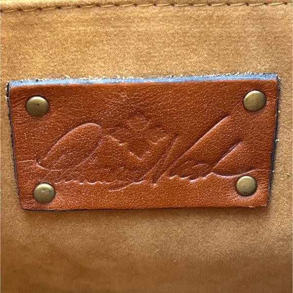 Patricia Nash Brown Embossed Leather Backpack Tassel & Decorative Stitching Sz M
