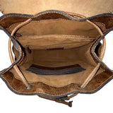 Patricia Nash Brown Embossed Leather Backpack Tassel & Decorative Stitching Sz M