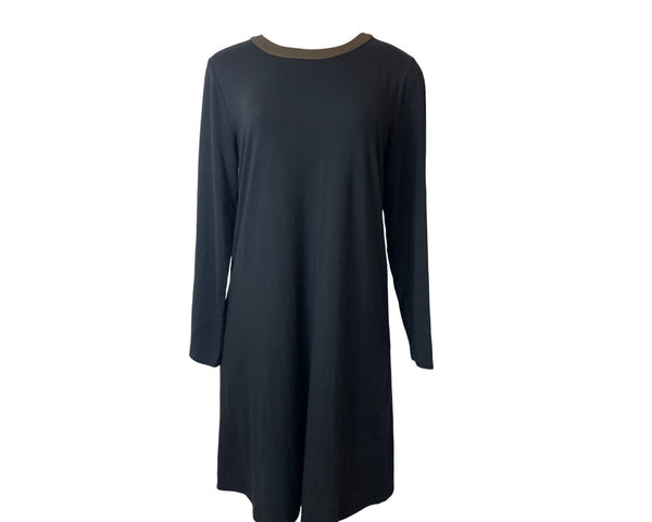 J.Jill WearEver Collection Black & Brown Long Sleeve Dress Womens Sz M