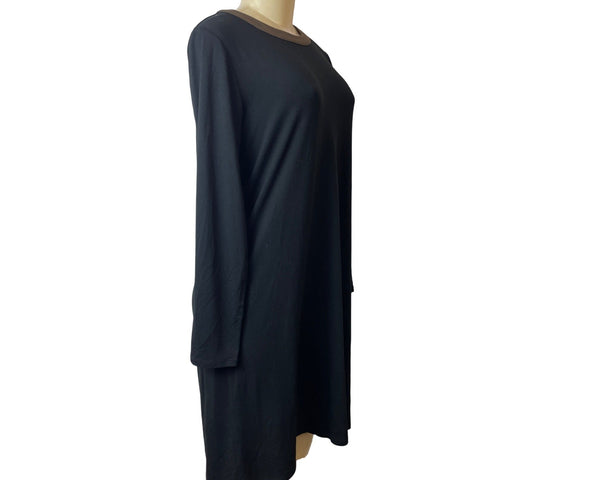 J.Jill WearEver Collection Black & Brown Long Sleeve Dress Womens Sz M