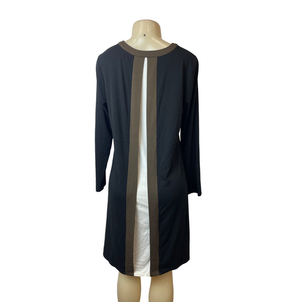 J.Jill WearEver Collection Black & Brown Long Sleeve Dress Womens Sz M