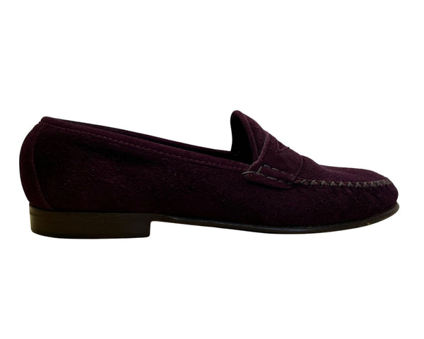 Vintage Cole Haan Women’s Burgundy Suede Classic Flat Moccasin Loafers Size 6B