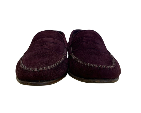 Vintage Cole Haan Women’s Burgundy Suede Classic Flat Moccasin Loafers Size 6B