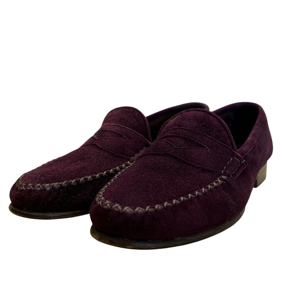 Vintage Cole Haan Women’s Burgundy Suede Classic Flat Moccasin Loafers Size 6B