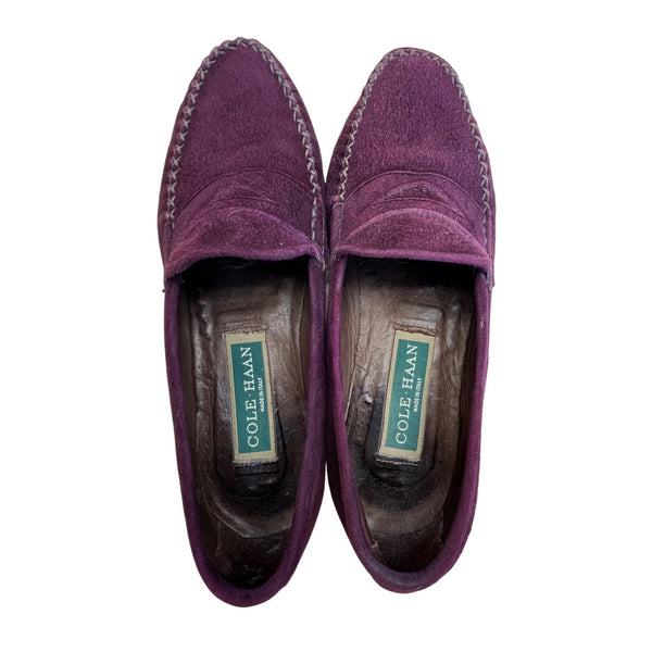 Vintage Cole Haan Women’s Burgundy Suede Classic Flat Moccasin Loafers Size 6B