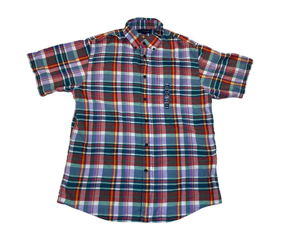 Lands End Mens Traditional Fit Plaid Button-Down Shirt Size M 15-15.5 - New