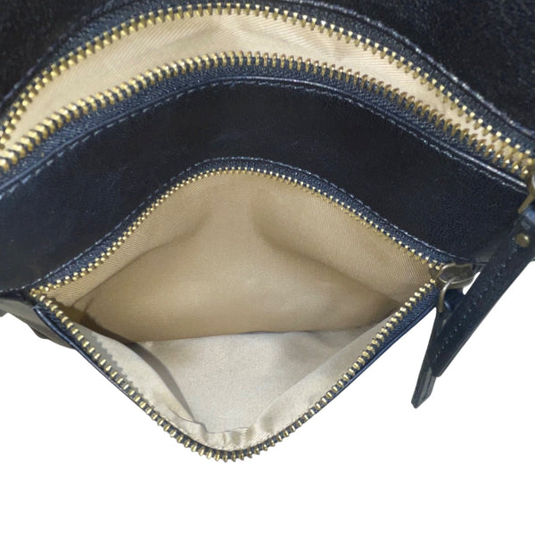 Assots Women’s Black Leather Adjustable Strap Dual-Zip Pockets Crossbody Bag