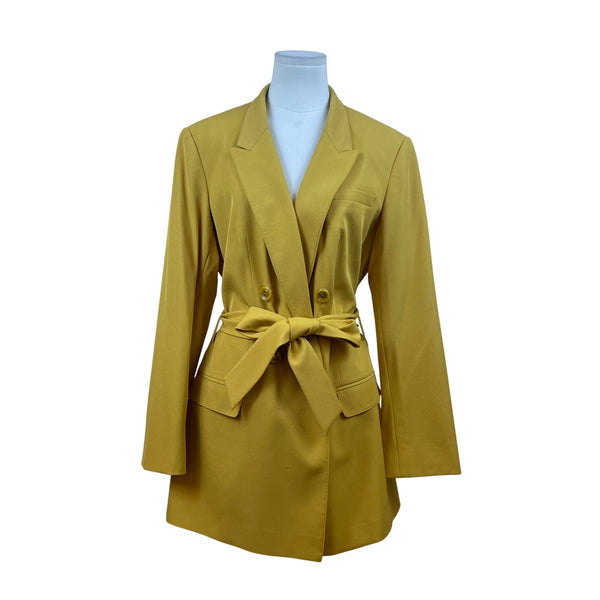 John Meyer Women's Yellow Polyester/Spandex Belted Blazer Jacket Size 10