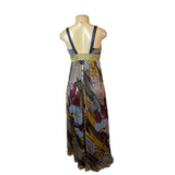 Laundry Maxi Dress Sz 2 Multicolor Silk Blend V-Neck Empire Waist