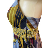 Laundry Maxi Dress Sz 2 Multicolor Silk Blend V-Neck Empire Waist