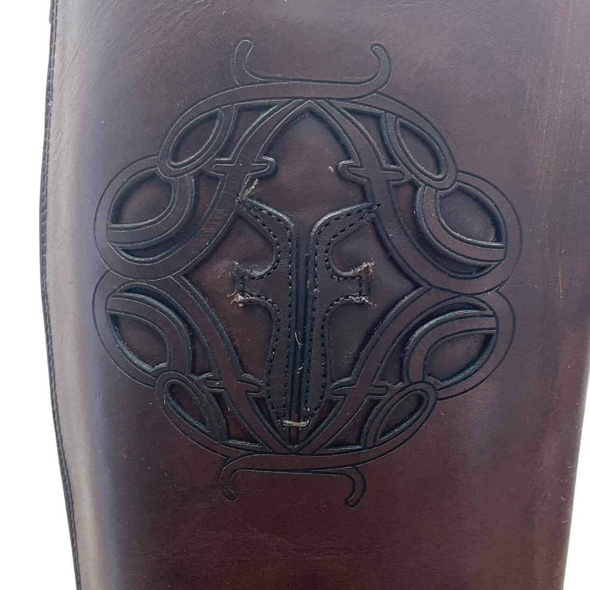 Vintage Frye Women’s Brown Embossed Leather Back Zip Up Tall Riding Boots Sz 8.5